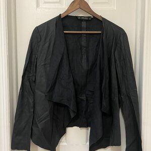 Zara x Black faux leather blazer